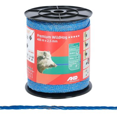 Weidezaunlitze Premium WildHog, 0,10 Ohm/m, blau, 400 m