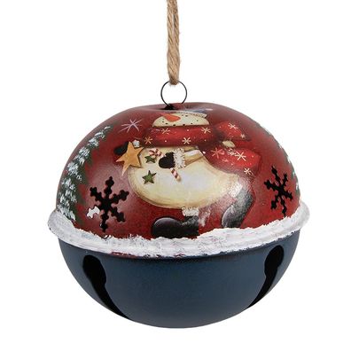 Clayre & Eef Weihnachtsanhänger Klingel Ø 18x20 cm Rot Metall (Gr. Ø 18x20 cm)