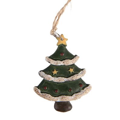 Clayre & Eef Weihnachtsanhänger Weihnachtsbaum 3x1x5 cm Grün Kunststoff