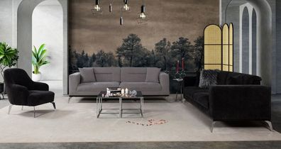 Sofagarnitur Couch Polster Sofa 3 + 3 + 1 Sitzer Wohnlandschaft Textil Couchen