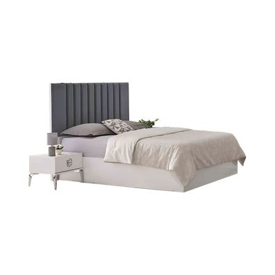 Doppelbett Bett Schlafzimmerbett Holzbett Grau Bettrahmen Betten Polster