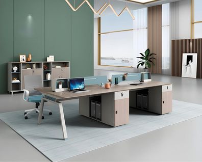 Team Schreibtisch Tisch Schreibtische Büro Einrichtung 240x120 + Aktenschrank
