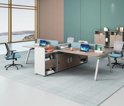 Schreibtischsystem Bürotisch Workstation Co Working Tisch Insel Teamarbeitsplatz