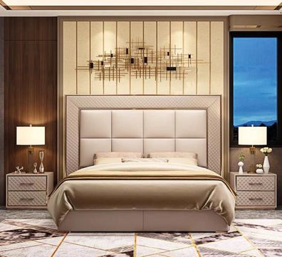 Klassische Polster Leder Kunstleder Doppel Bett Luxus Design Betten Doppel Neu