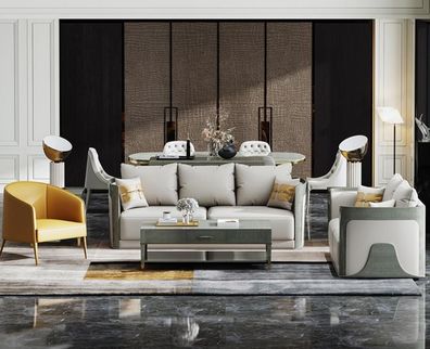 Design Couchen Sofas Polster 32 Sitzer Sofagarnitur Garnituren Set Leder Sofa