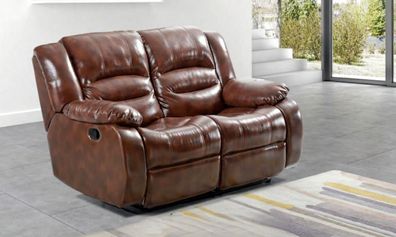 Wohnzimmer Sofa 2 Sitzer Moderne Couch Polster Sitzer Sofa Braun Holz