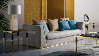 Leder 3-Sitzer Sofa in Schwarz mit modernem Design