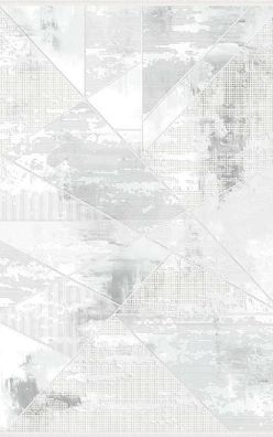 Teppich Geometrisches Muster Kurzflor Wohnzimmerteppich Grau Modern 160 x 230 cm
