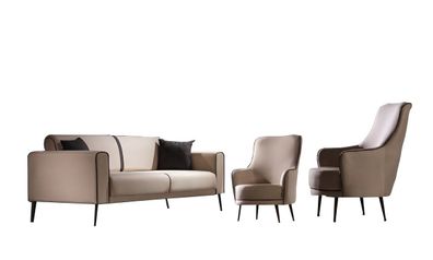 Sofagarnitur Sofa 3 + 1 + 1 Sitzer Wohnzimmer Set 3tlg Sofas Modern Beige Stil