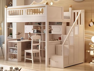 Doppelstockbett Hochbett Stockbett Holz Kinderbett Jugendbett mit Schreibtisch
