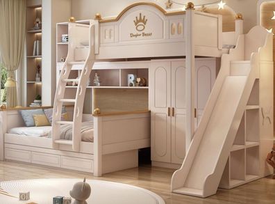 Kinderbett Holz weiß mit Rutsche Etagenbett Stockbett Doppelstockbett