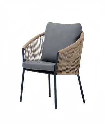 Sessel Design Terrasse Polster Holz Polster Moderne Luxus Grau Hochwertig Rattan