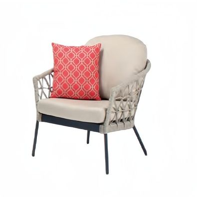 Sessel Design Terrasse Polster Polster Moderne Luxus Beige Hochwertig Rattan