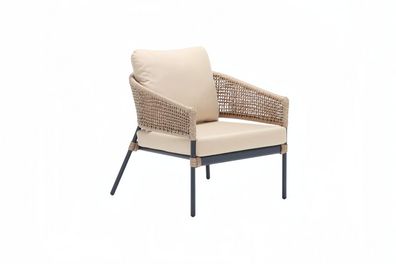 Sessel Design Terrasse Polster Polster Moderne Luxus Beige Hochwertig Rattan