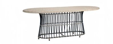 Esstisch Luxus Moderner Cremeweiß Hochwertig Rattan Design Kaffeetisch