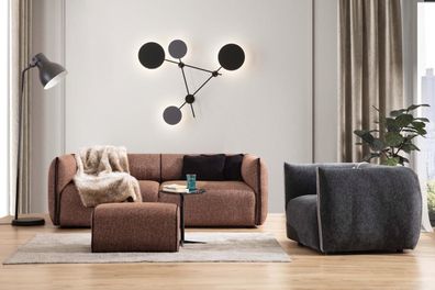 Luxus Couch 3 + 1 Möbel Sofa Couchen Sofagarnitur 2tlg. Sofagarnitur braun