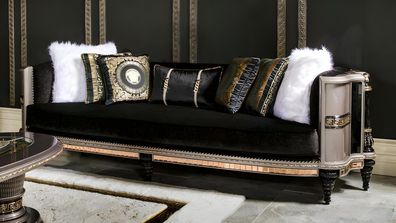 Modernes schwarzes Textil-Sofa 3-Sitzer mit Holzrahmen