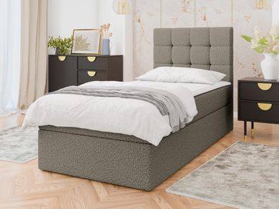 Boxspringbett Luanda Boucle Single Einzelbett Bettgestell Bettkasten Schlafzimmer