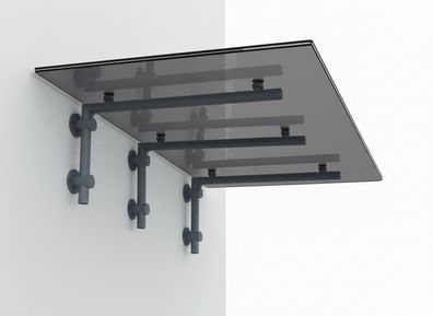 Glaszentrum Hagen 230x90 cm Glasvordach Grau RAL7016-L