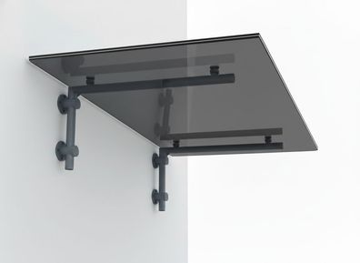 Glaszentrum Hagen 120x90 cm Glasvordach Grau RAL7016-L