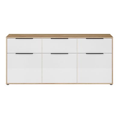 Sideboard 183 cm Kommode ORKNEY OKYK232-Q344 Eiche Mauvella/Weiß Hochglanz