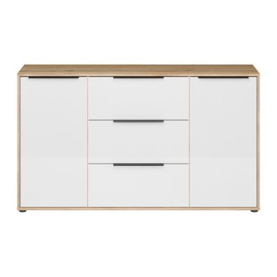 Sideboard 143 cm Kommode ORKNEY OKYK231-Q344 Eiche Mauvella/Weiß Hochglanz