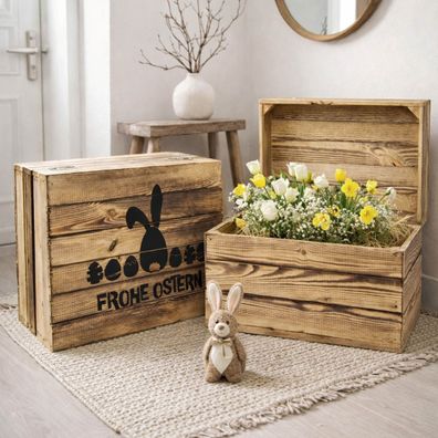 Holztruhe ASSOS XL mit Ostermotiv 50x40x29cm