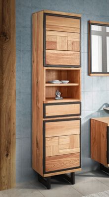Badhochschrank 45x185cm 'Timbero' Eiche massiv hängend oder stehend