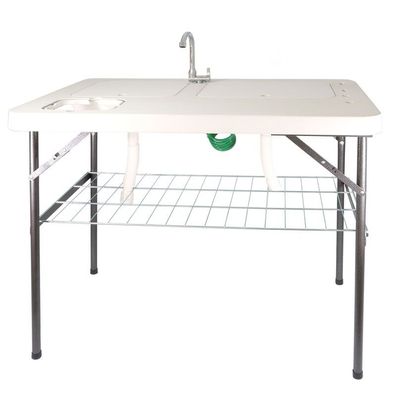 Klappbarer Filetiertisch, Camping Spüle mit 2 Spülbecken und Sprühdüse