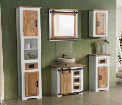 Bad komplett 5-tlg. 'Slyder' Mango weiß & natur Spiegel