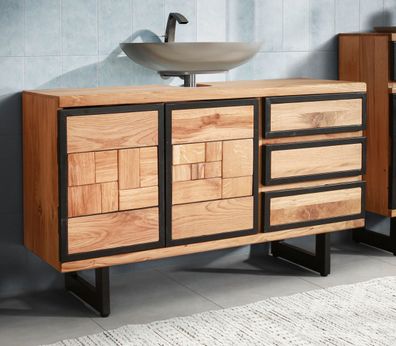 Waschbeckenunterschrank 108x64cm 'Timbero' Eiche massiv hängend oder stehend
