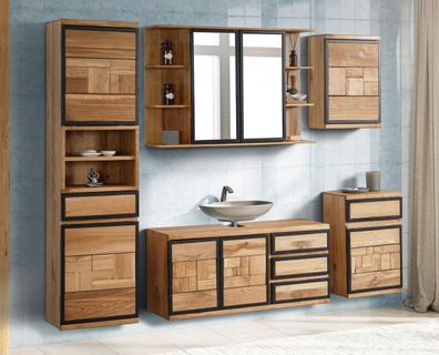 Bad komplett 5-tlg. 'Timbero 1' Eiche massiv hängend oder stehend