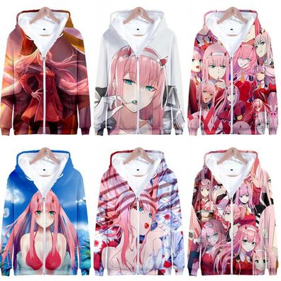 Anime Darling In The FranXX Zero Two Unisex Cosplay ZipUp Hoodie Jacket Costume