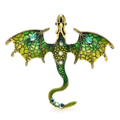 Drachen Brosche, Tier Schmuck, grüne Drachen Brosche (B270226)