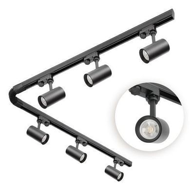 Schienensystem Komplett-Set Schwarz 2x 2m Schiene, 6x GU10 Reflektor, F-Verbinder