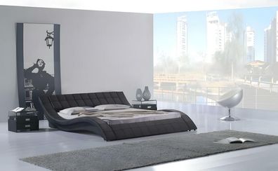 Bett Schwarz Schlafzimmer JV Möbel Liegefläche 180x200 Schlafzimmer Kunstleder