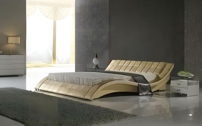 Bett Gold Schlafzimmer JV Möbel Liegefläche 180x200 Schlafzimmer Kunstleder