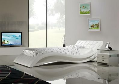 Bett Weiß Schlafzimmer JV Möbel Liegefläche 180x200 Schlafzimmer Kunstleder