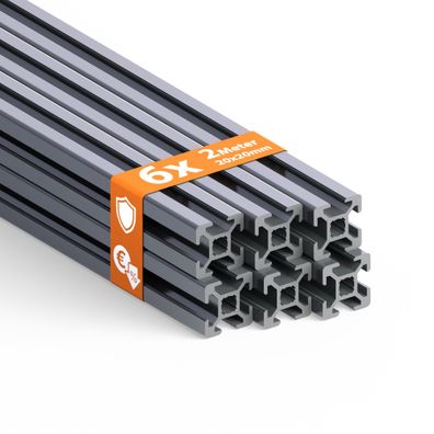 Tivendis Konstruktionsprofil 20x20 Nut 6 Stück 6 Set 2 Meter Aluminium
