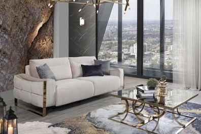 Klassische Sofa 3 Sitz Design Wohnzimmer Polster Holz Polster Moderne Luxus Weiß