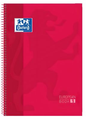 Oxford Collegeblock A4 Classic Euro pean Book 80 Blatt kariert rot 5St