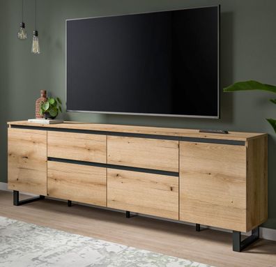 TV Lowboard Fernseher Unterschrank 188 cm Schubkästen und Soft-Close-Türen Gelia