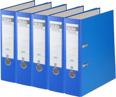 ELBA Ordner "rado brillant" 5er Pack, A4, Rückenbreite 8 cm, blau