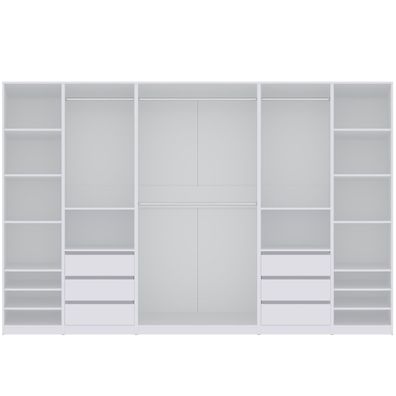 Garderoben-Set TRES U/B offener Kleiderschrank mit 4 Kleiderstangen 6 Schubladen