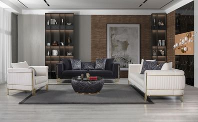 Designer Sofagarnitur Couch Polster Sitzgarnitur 3 + 3 + 1 Luxus Couchen Set Textil