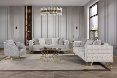 Luxus Sitzgarnitur Polstergarnitur Design Sitzpolster Lounge Sofa Beige 3 + 3 + 1