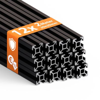 Tivendis Konstruktionsprofil 20x20 Nut 6 Set 12 Stück 2 Meter