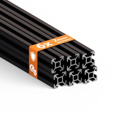 Tivendis Konstruktionsprofil 20x20 Nut 6 Set 6 Stück 2 Meter Aluminium