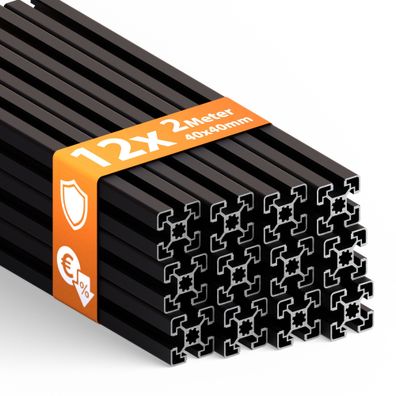 Tivendis Konstruktionsprofil 40x40 Nut 8 Set 12 Stück 2 Meter Aluminium