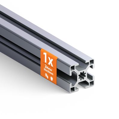 Tivendis Konstruktionsprofil 30x30 8 Nut 1 Stück 2 Meter Aluminium Alu Profil silber